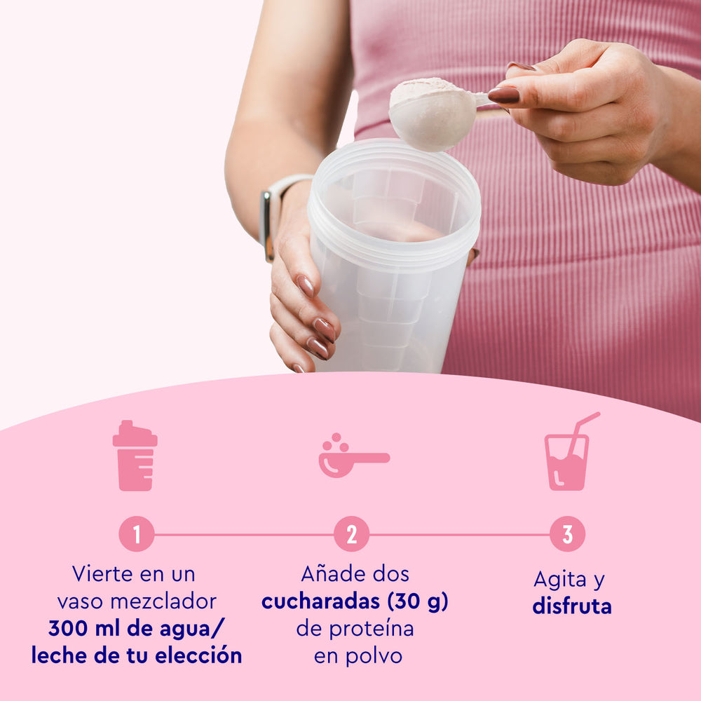 Con Proteina Berry Joy - Sabor a frambuesa de gloryfeel GmbH España, prepara un batido de proteína de frutos rojos añadiendo 300 ml de agua o leche a una coctelera y dos cucharadas del polvo. ¡Agita bien y disfruta!.