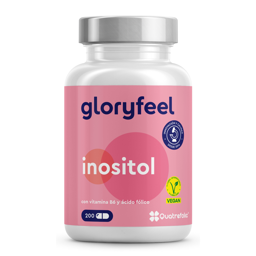 Explora los suplementos de inositol de Gloryfeel GmbH, una mezcla vegana certificada, enriquecida con vitamina B6 y ácido fólico. Cada frasco contiene 200 cápsulas para apoyar tu bienestar.