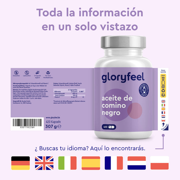 Aceite de comino negro diomas