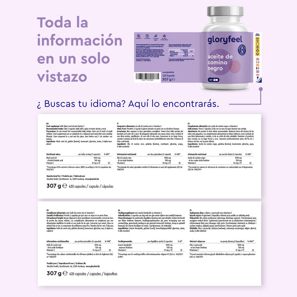 Aceite de comino negro idiomas