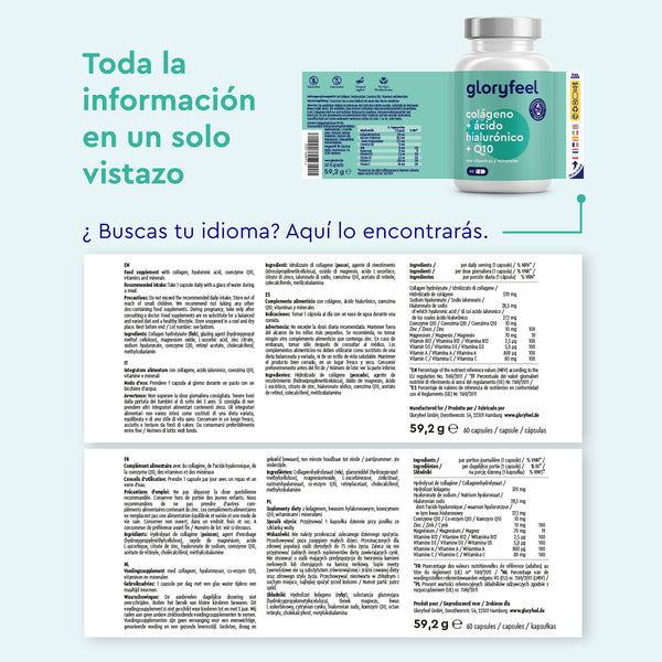 Colágeno Marino + Ácido hialurónico + Q10 idiomas