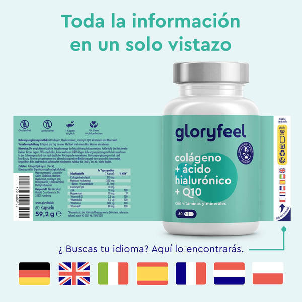 Colágeno Marino + Ácido hialurónico + Q10 idiomas 