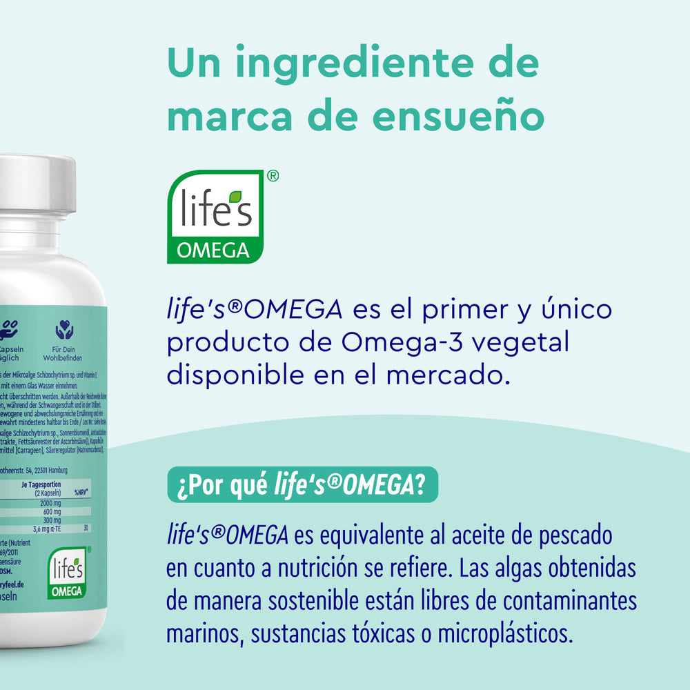 Omega 3 + Vitamina E de Gloryfeel GmbH España es el primer suplemento de Omega-3 de origen vegetal, obtenido de forma sostenible a partir de algas y libre de contaminantes.