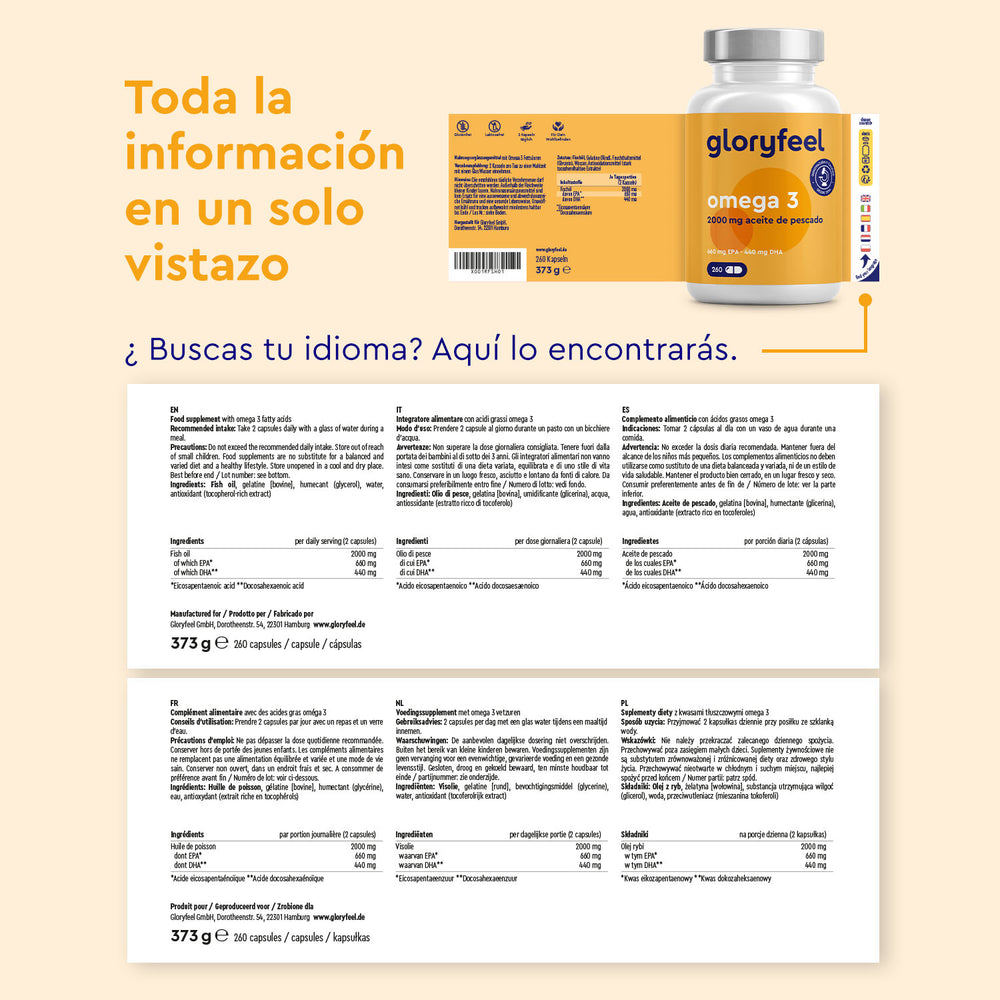 Omega 3 66 44 capsulas etiqueta idiomas