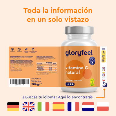 Vitamina C Naturales en Cápsulas Idiomas